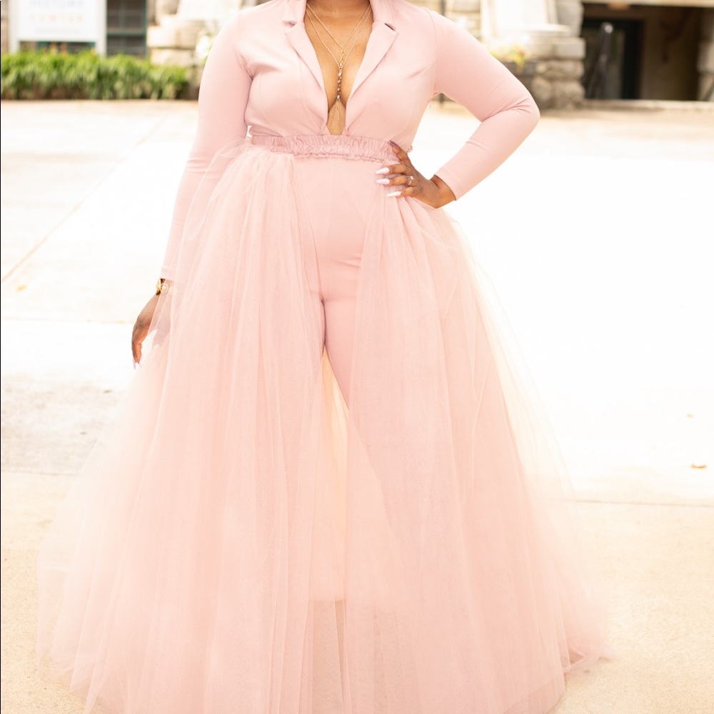 Oyemwen Custom Made Mauve Tulle Jumpsuit